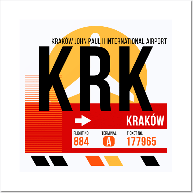 Krakow (KRK) Airport // Sunset Baggage Tag Wall Art by Now Boarding